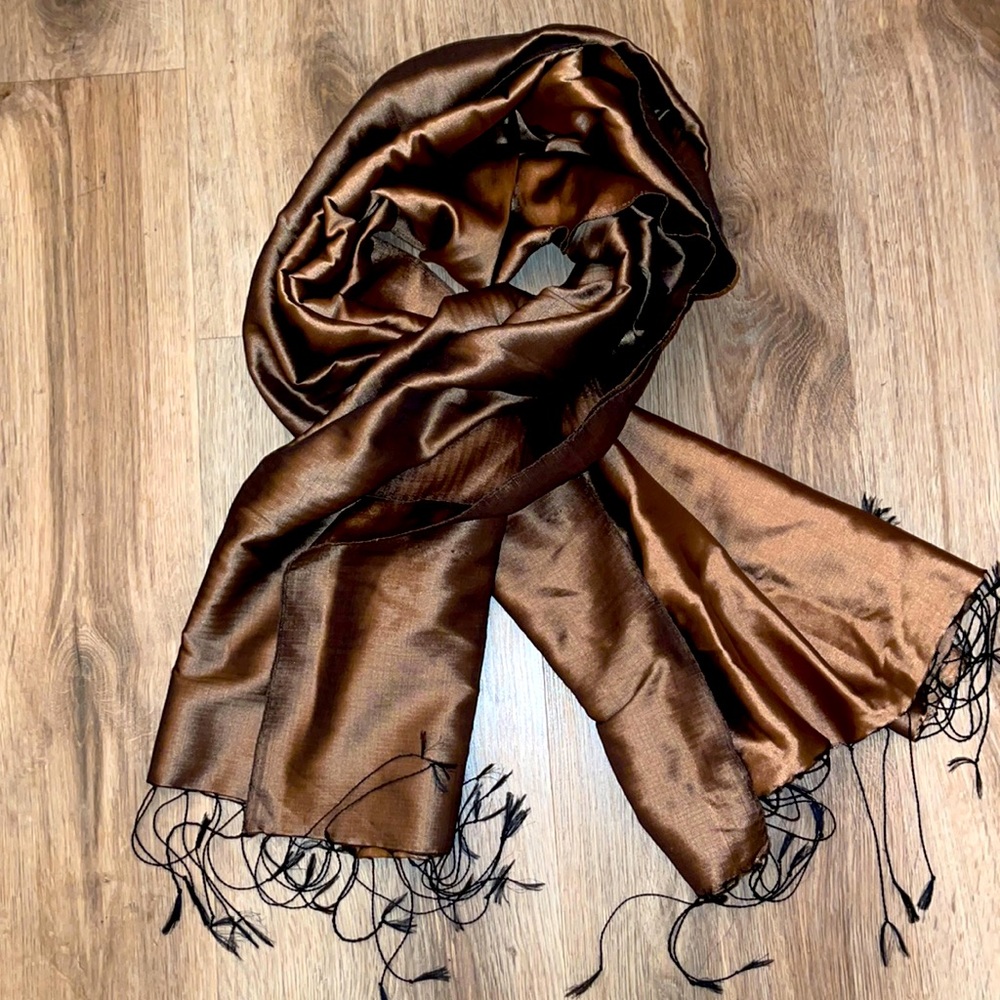 100% Silk scarf in color brown